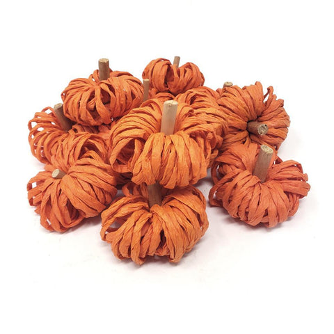 Mini Raffia Craft Pumpkins, 2-Inch, 12-Count