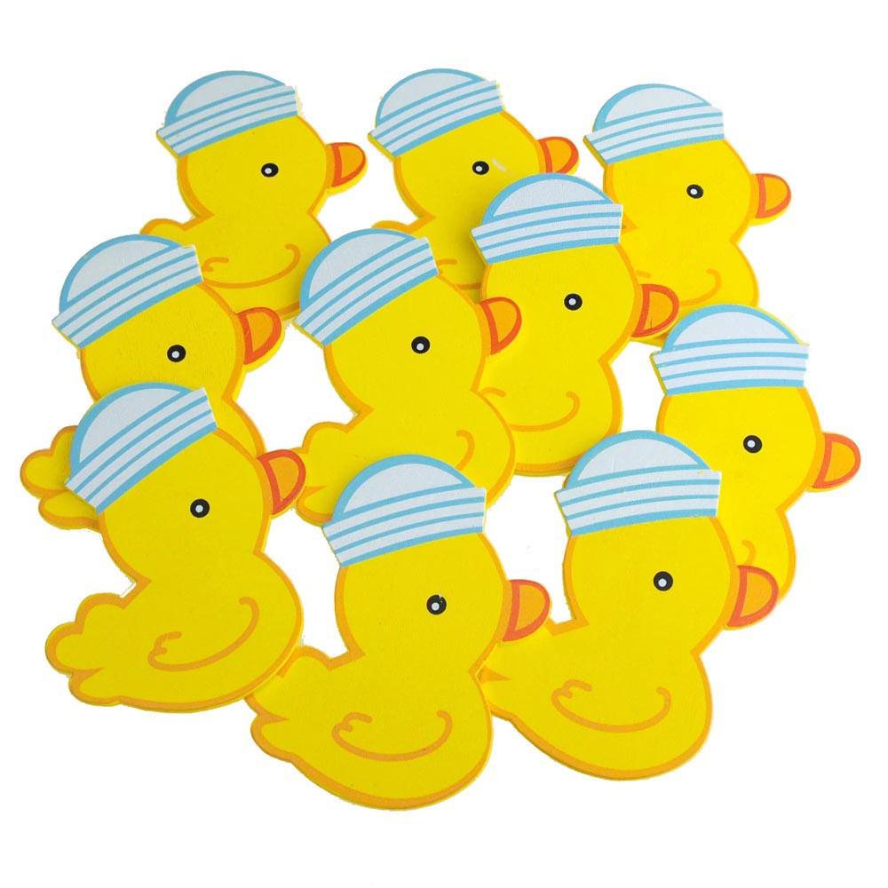 Medium Wooden Rubber Ducky with Hat, Blue, 3-1/4-inch, 10-Piece