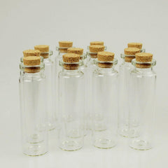 Mini Corked Glass Tube Vial Bottles, 12-count