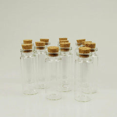 Mini Corked Glass Tube Vial Bottles, 12-count