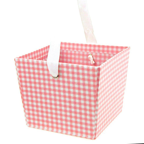 Cardboard Paper Market Tray, Gingham Pink, 5-Inch