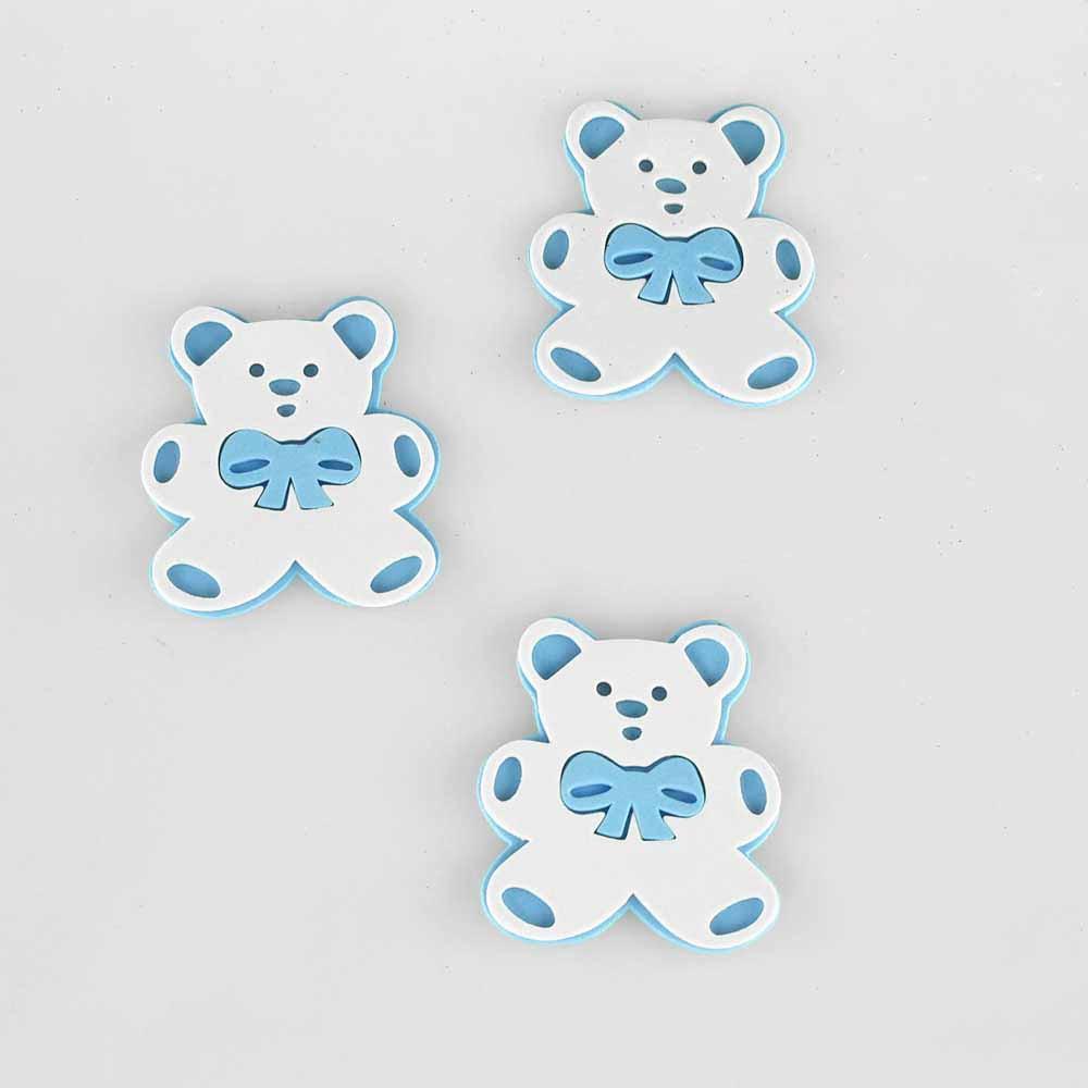 Baby Teddy Bear Foam Decor, 3-Inch, 3-Piece, Light Blue