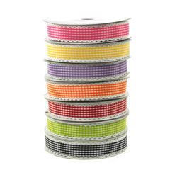 Gingham Picot-edge Polyester Ribbon, 7/8-inch, 25-yard