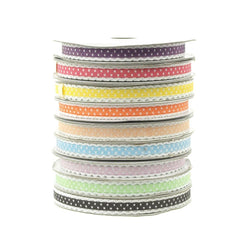 Polka Dot Picot-edge Polyester Ribbon, 3/8-Inch, 25- Yards