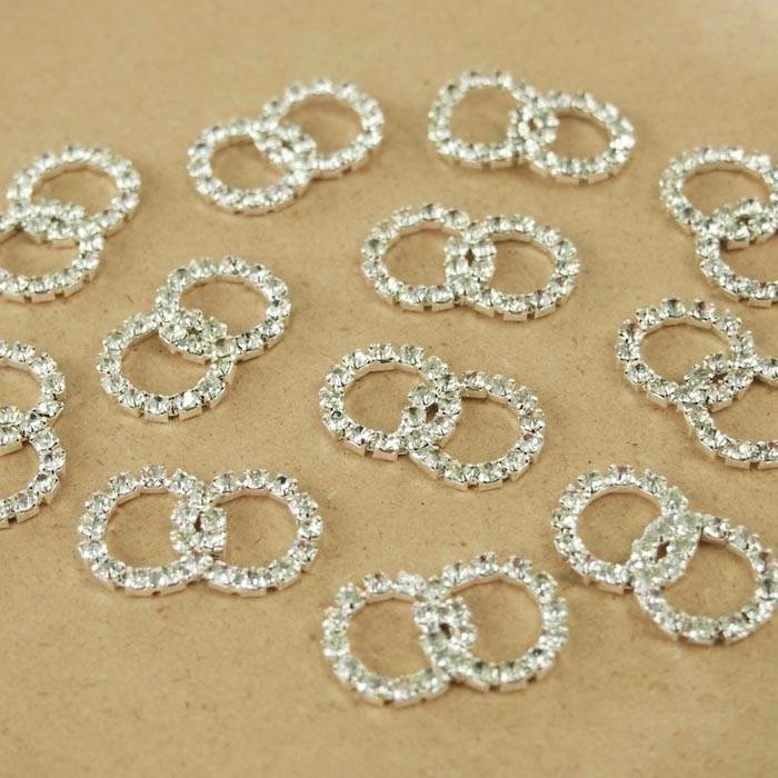 Rhinestone Crystal Buckles, 1-1/4-inch, 12-pack, Double Circle