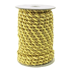 Twisted Cord Rope 2 Ply, 6mm, 25-yard, Gold Trim