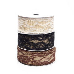 Faux Burlap Ribbon Lace Overlay, 1-1/2-inch, 10-yard