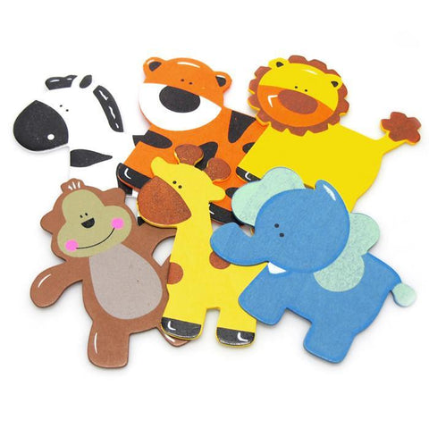 Assorted Wooden Animals Baby Favors, 5-Inch, 6-piece With Blue Elephant