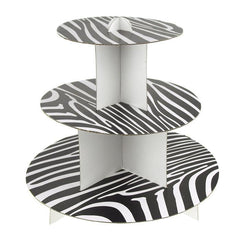 Zebra Cupcake Cardboard Stand, 3-Tier, 12-Inch