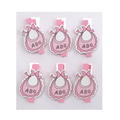 ABC Bibs Wooden Clothespins Baby Favors, 2-inch, 6-count