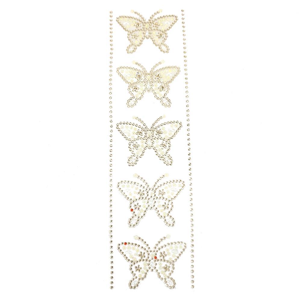 Self Adhesive Butterfly Rhinestone Stickers, 5-Count