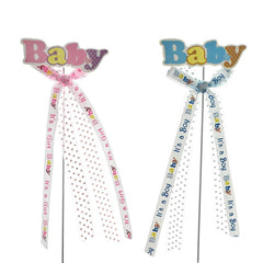 Baby Shower "Baby" Pick With Bow, 9-3/4-Inch, 2-Count