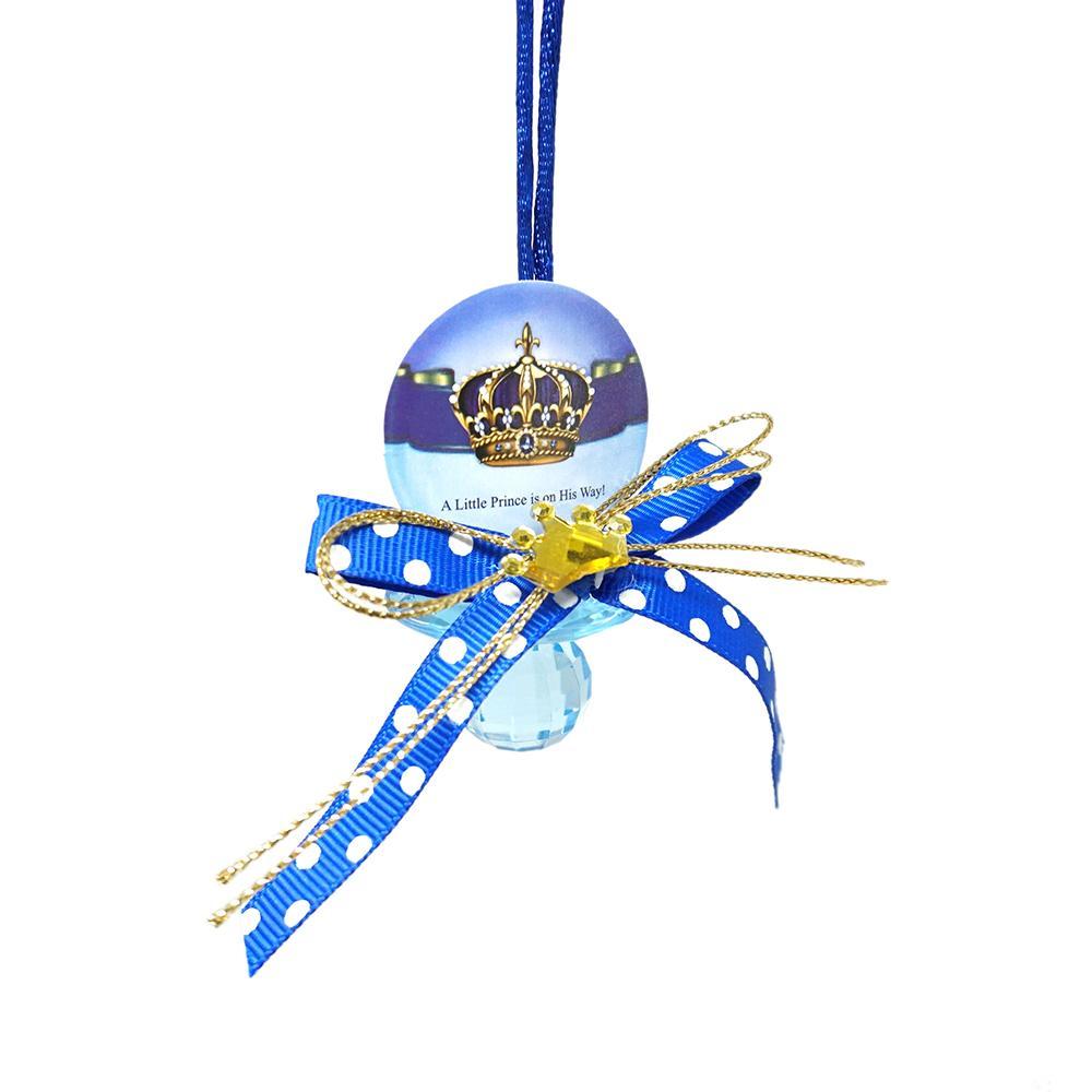 Baby Pacifier "Don't Say Baby" Crown Favor Necklace, Royal Blue, 24-Count
