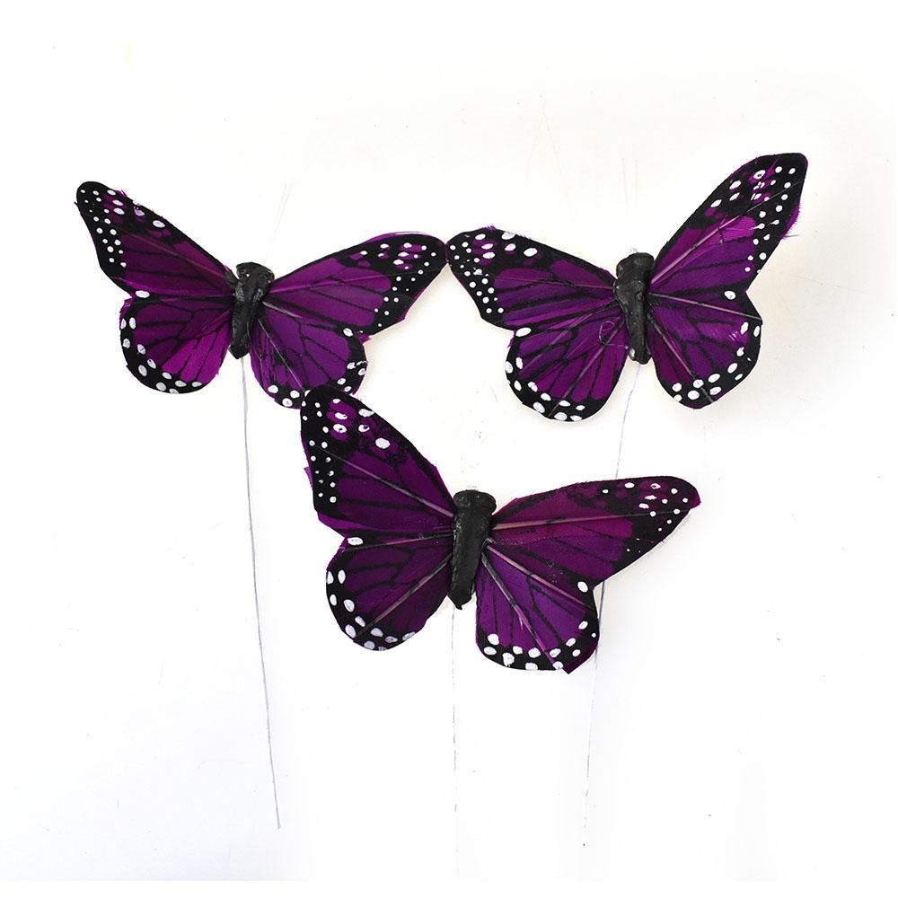 Monarch Butterfly Floral Accents, Plum, 3-Inch, 12-Piece