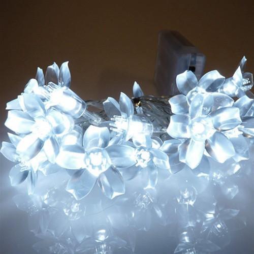 LED Flower String Lights, White, 28-inch, 20 LED