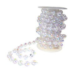 Round Plastic Pearl Bead Ribbon Spool, 14mm, 5-Yard