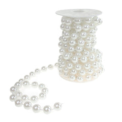 Round Plastic Pearl Bead Ribbon Spool, 14mm, 5-Yard