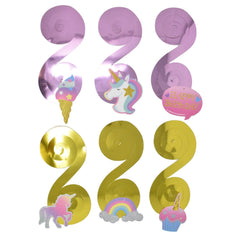 Unicorn Metallic Hanging Swirls, 17-Inch, 6-Piece