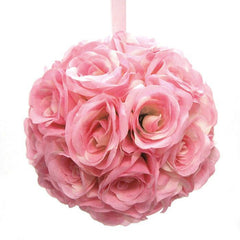 Silk Flower Kissing Ball Hanging Loop Centerpiece Decor, 10-inch