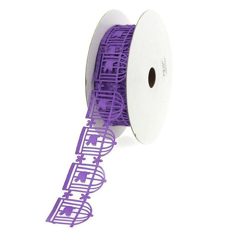 Bird in Cage Garland Ribbon, 1-1/4-inch, 25-yard