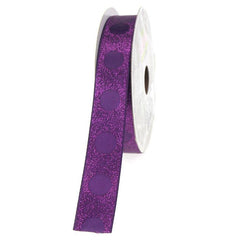 Glitter Ribbon with Satin Dots, 7/8-inch, 10-yard