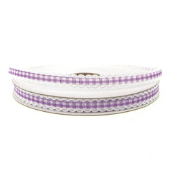 Gingham Picot-edge Polyester Ribbon, 3/8-inch, 25-yard