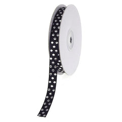 Glossy Polka Dot Polyester Ribbon, 3/8-Inch, 25-Yard