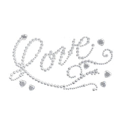 Flourished 'Love' Script and Hearts Rhinestone Stickers, 7-Inch, 6-Piece