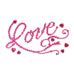 Flourished 'Love' Script and Hearts Rhinestone Stickers, 7-Inch, 6-Piece