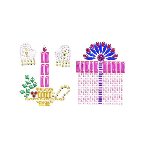 Christmas Presents and Candles Rhinestone Stickers, Assorted, 4-Piece