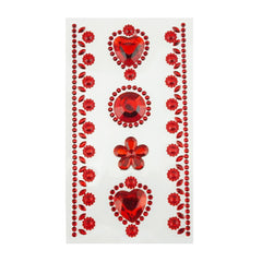 Self-Adhesive Rhinestone Stickers, Circle/Flower/Hearts, 6-count