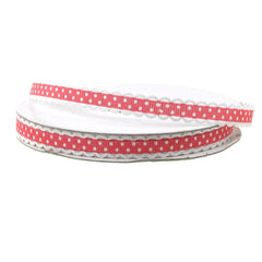 Polka Dot Picot-edge Polyester Ribbon, 3/8-Inch, 25- Yards