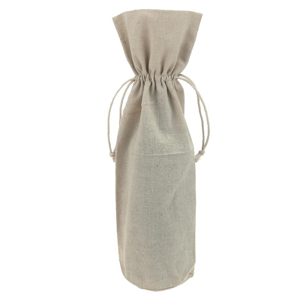 Linen Drawstring Wine/Champagne Bottle Gift Bag, 15-inch