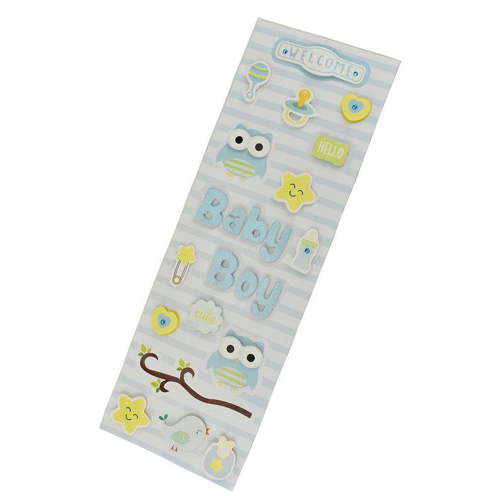 3D Baby Shower Items Sticker Sheet, 18-piece