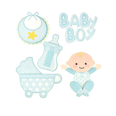 Baby Boy Baby Shower 3D Pop-Up Wall Art Stickers, 5-Piece