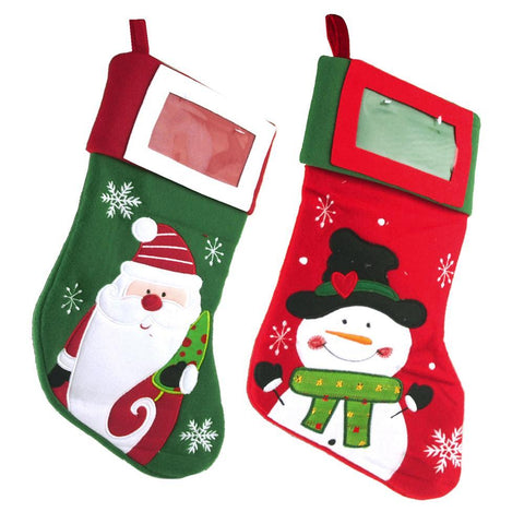 Hanging Christmas Stocking Santa and Snowman, 16-inch, 2 Piece