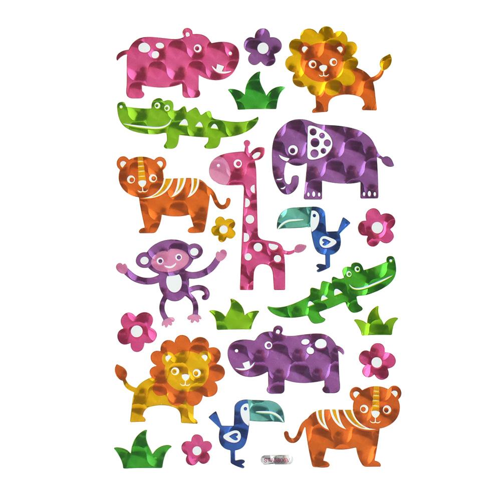 Baby Animals Holographic Foil Stickers, 23-Piece