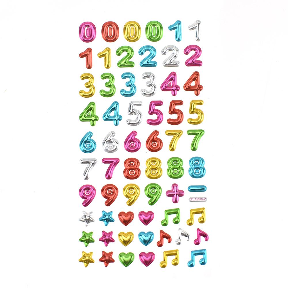 Metallic Balloon Blast Numbers & Symbols Paper Craft Stickers, 61-Piece