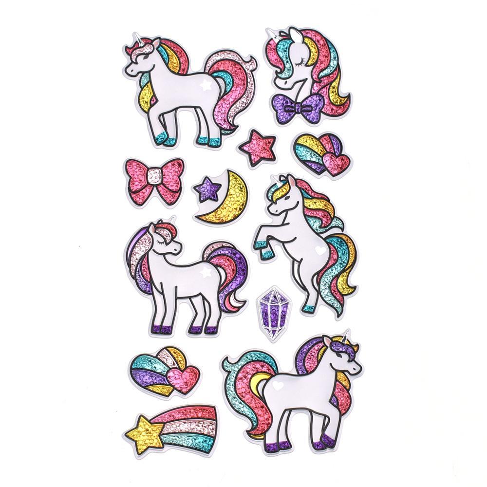 Sparkling Gallant Unicorn 3D Foil Stickers, 12-Piece