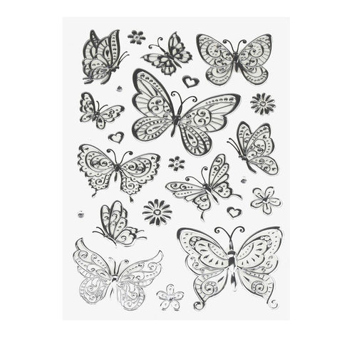 Classic Butterfly Foil Stickers, Silver, 23-Count
