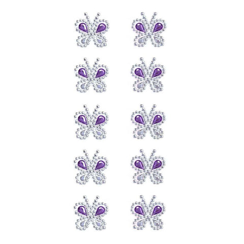 Rhinestone Butterfly Stickers, Purple, 1-1/2-Inch, 10-Count