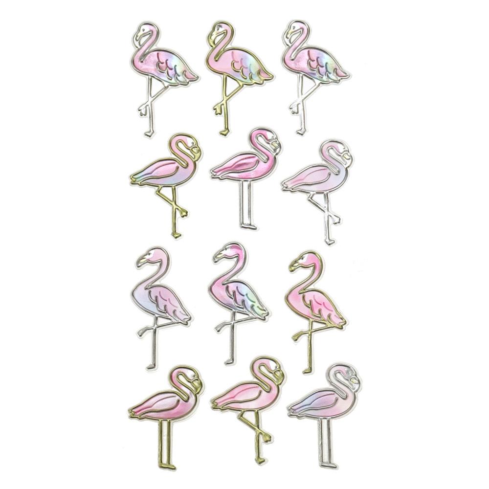 Tropical Flamingo Foil Craft Stickers, 12-Piece