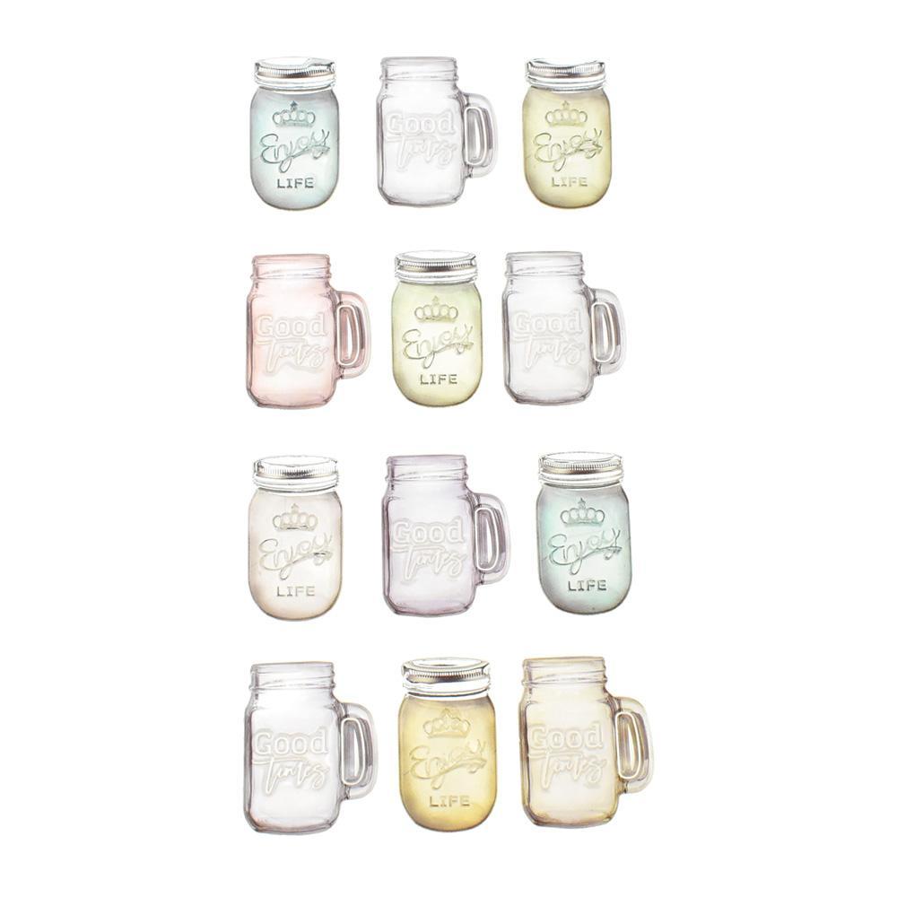 Mason Jar Foil Accented Puffy Stickers, 12-Piece