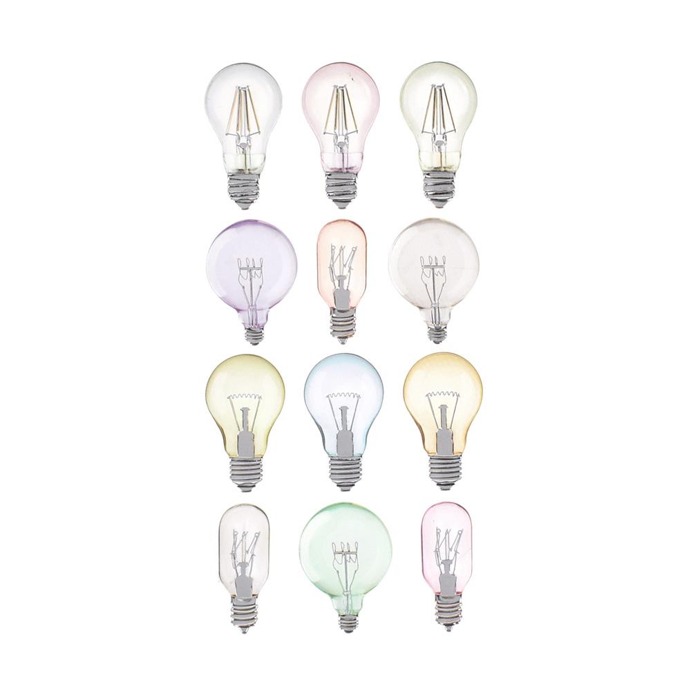 Light Bulb Foil Accented Puffy Stickers, 12-Piece
