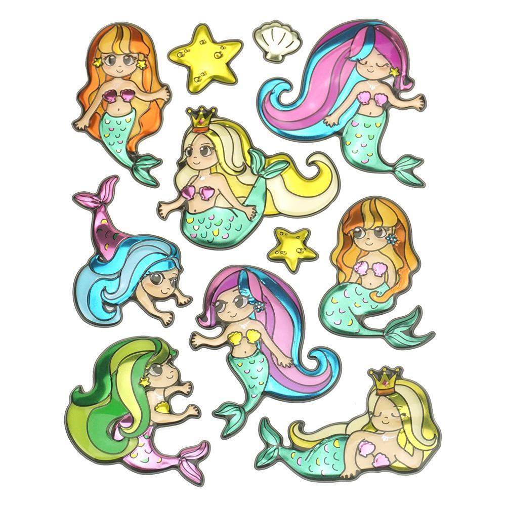 Metallic Mermaid Pop Up Stickers, 11-Piece
