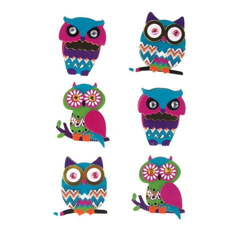 Boho Owls Handcrafted Chipboard Stickers, 6-count