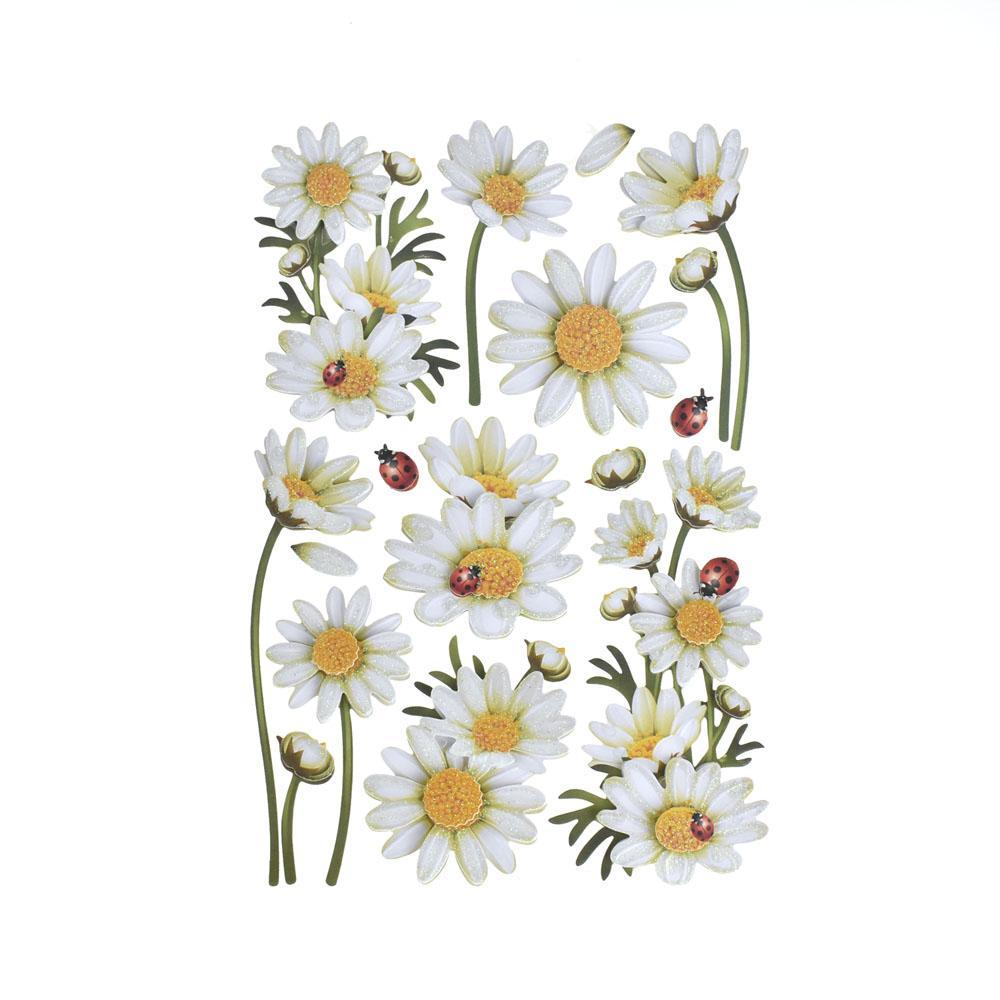 Daisies Glitter Floral 3-D Stickers, 12-Piece