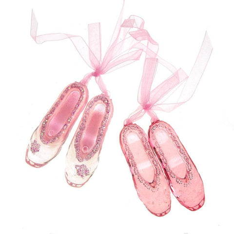 Acrylic Pink Ballet Shoes Christmas Tree Ornaments, 3-Inch, 2-Piece