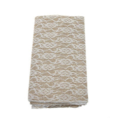 Faux Jute Table Runner with Lace, 14-Inch x 72-Inch