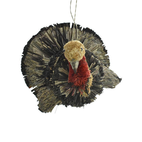 Raffia Turkey Ornament, 5-Inch